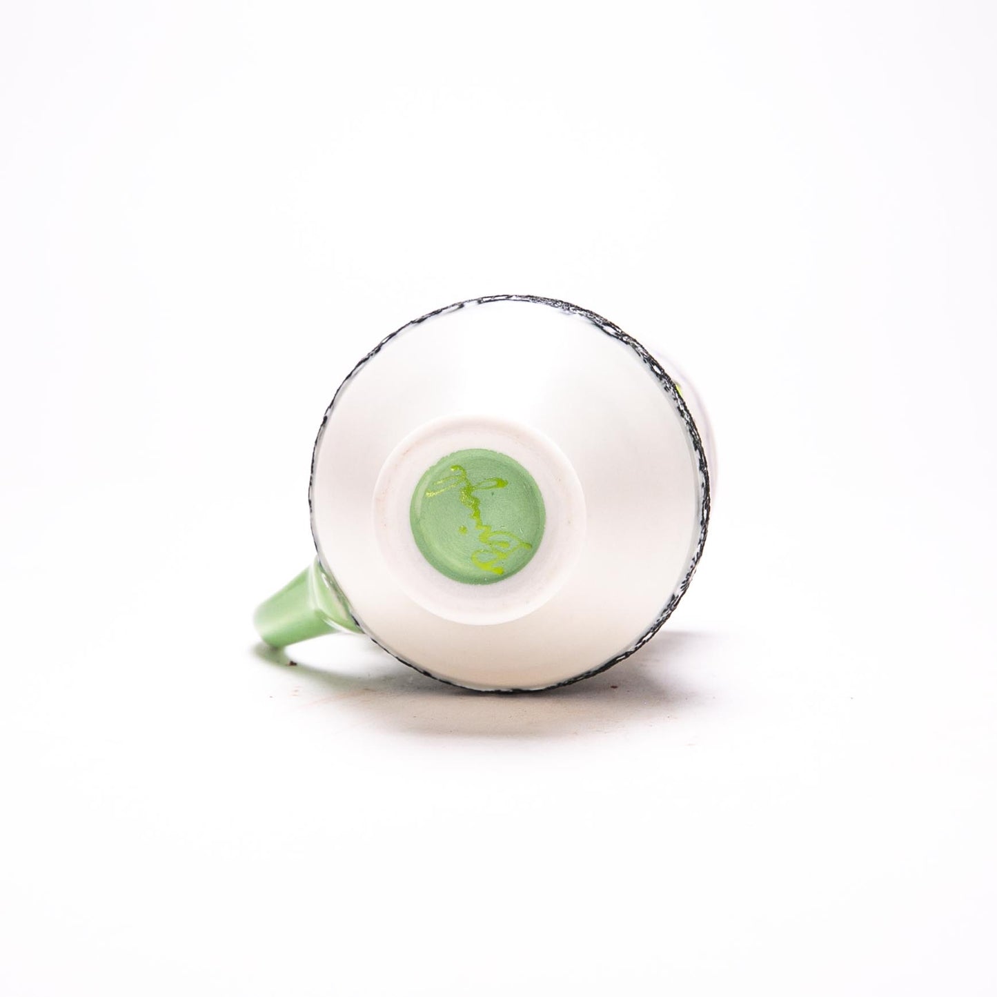Floral and Lace Dimple Mug with Light Green Handle
