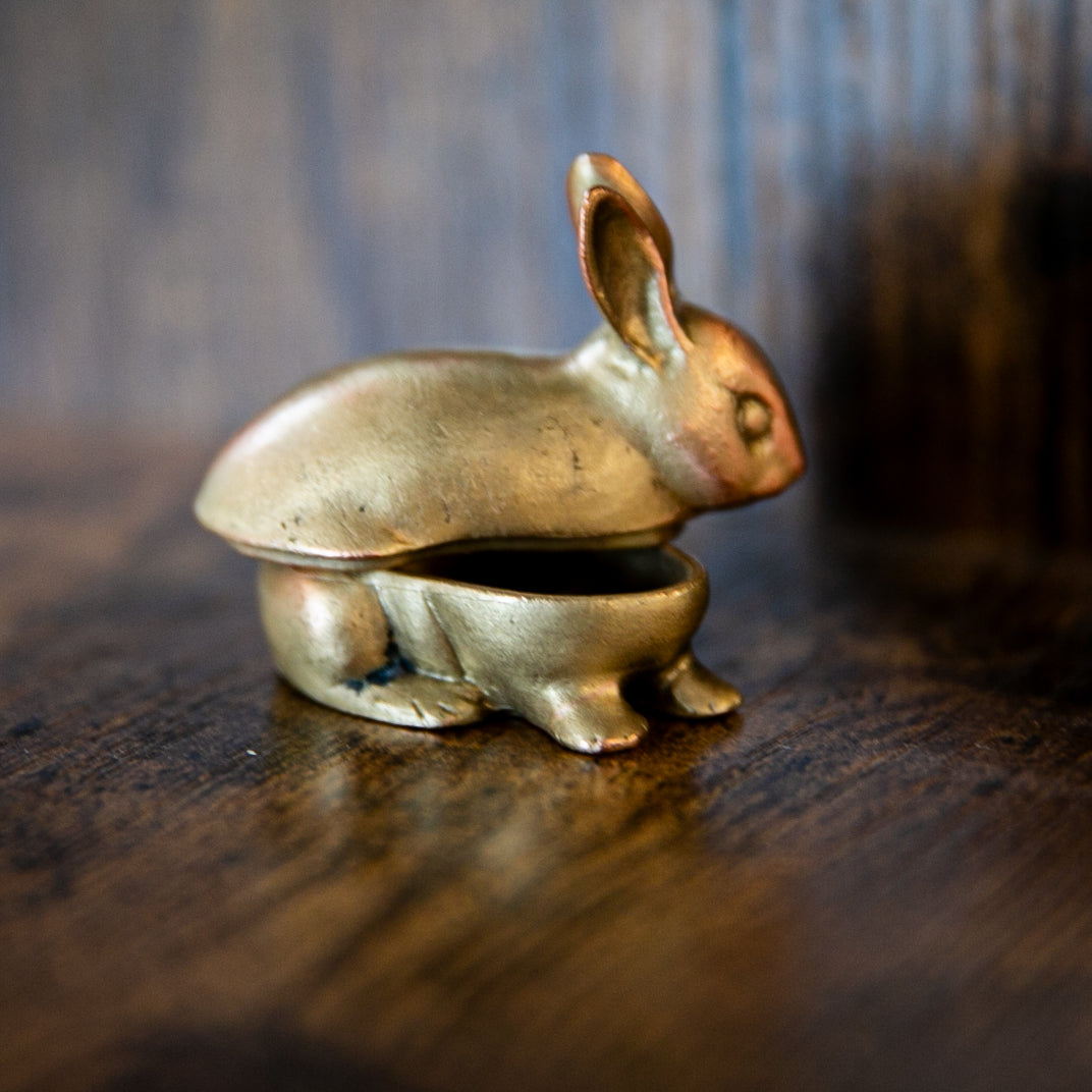 Antique Brass Finish Pewter Hare Decorative Box