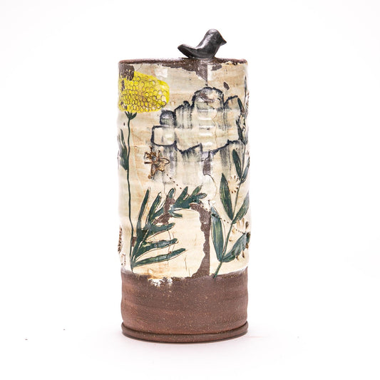 Cylinder Vase w/ Bird