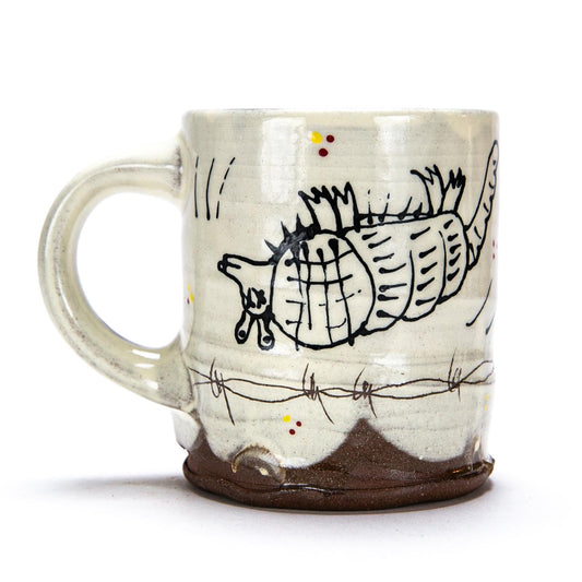 Mug with Dead Armadillo and Hat with Flowers