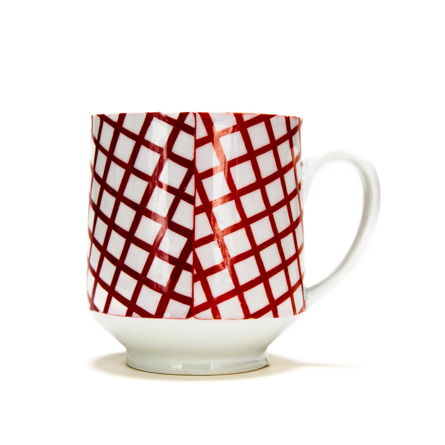 Red Grid Mug