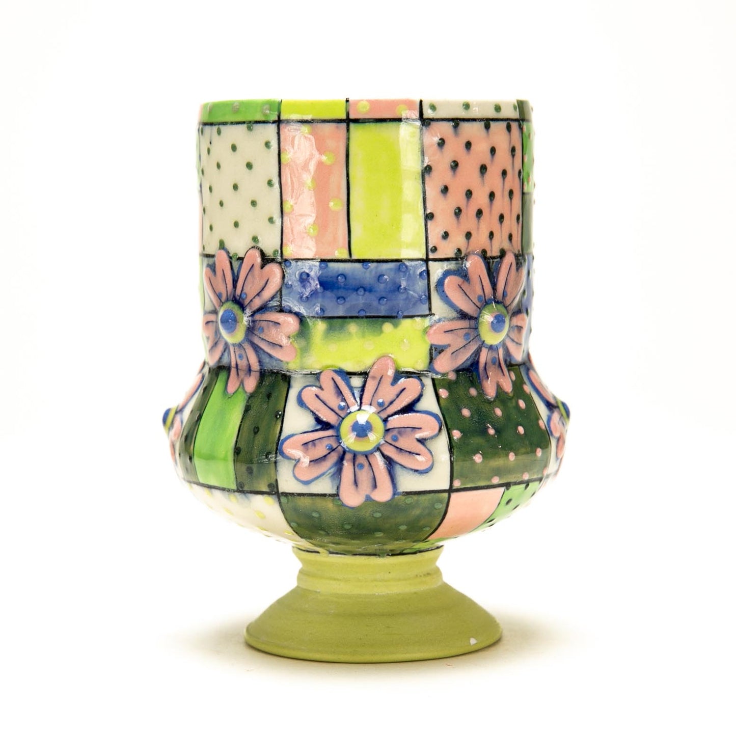Pink & Chartreuse Quilt Pedestal Cup