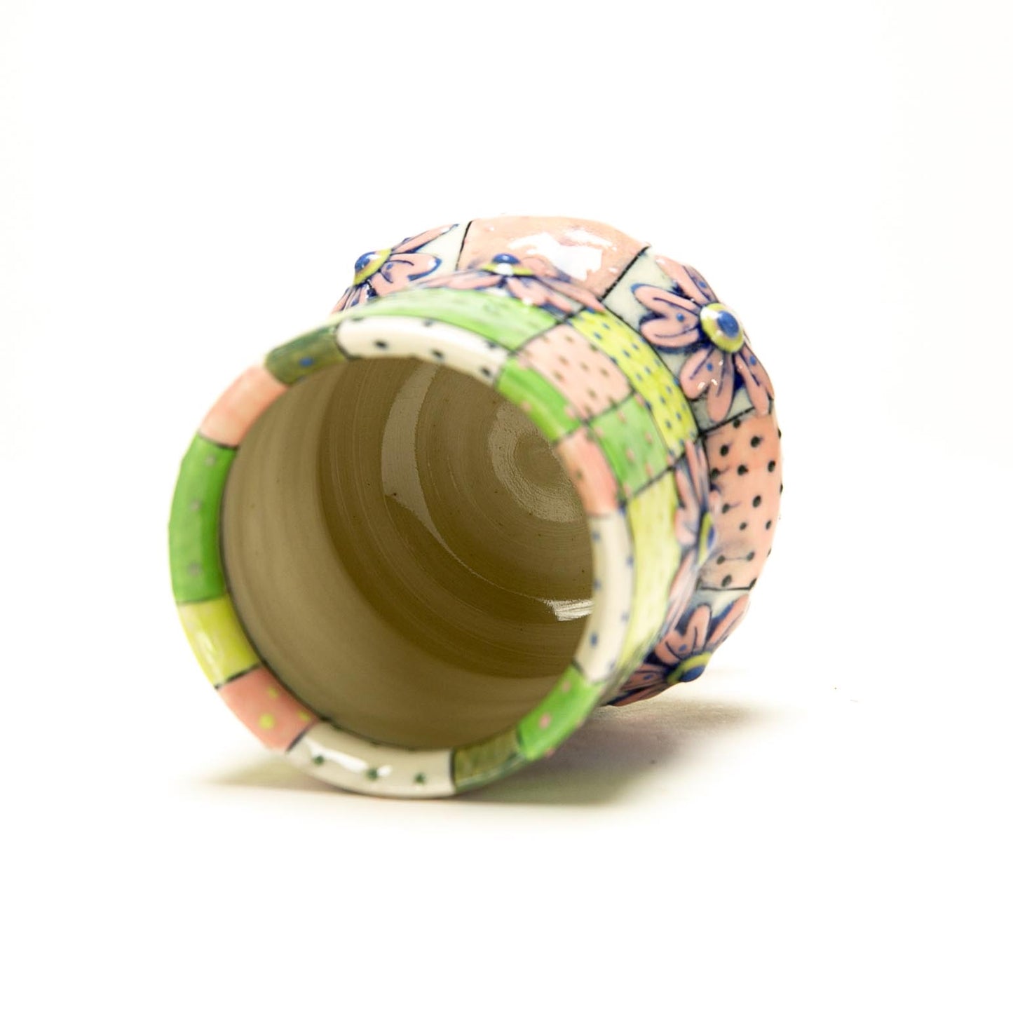 Pink & Chartreuse Quilt Pedestal Cup