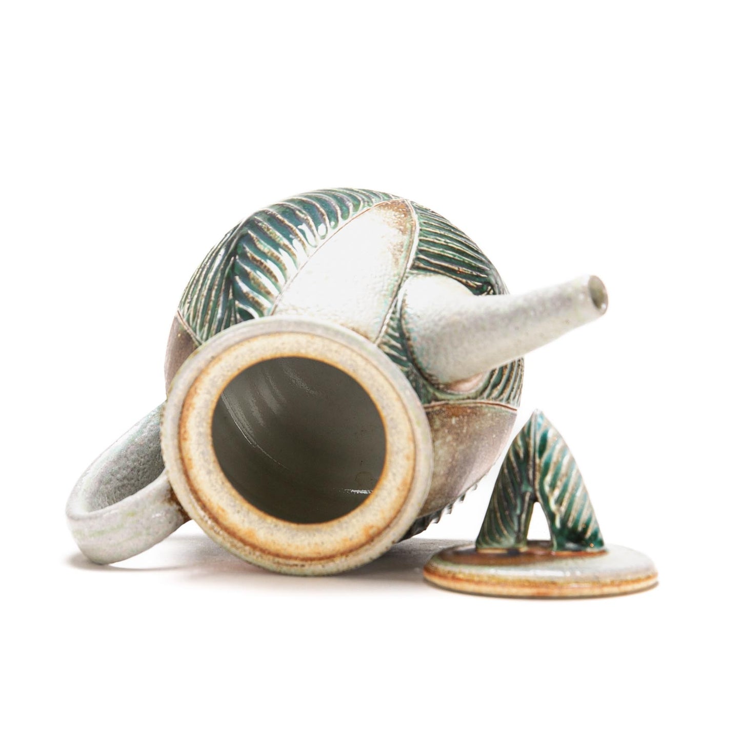 Green Carved Tea Pot Set