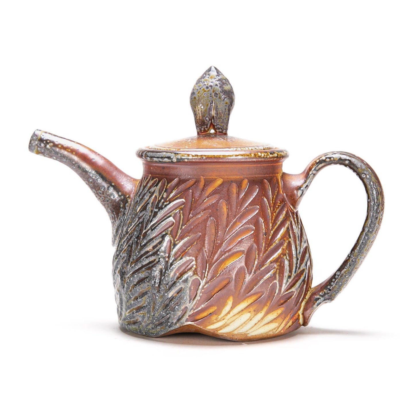 Carved Tea Pot, Cup and Tray Set