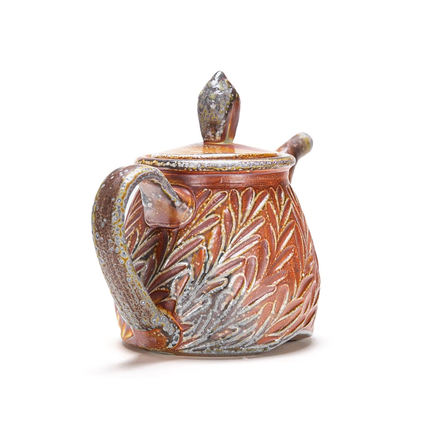 Carved Tea Pot, Cup and Tray Set