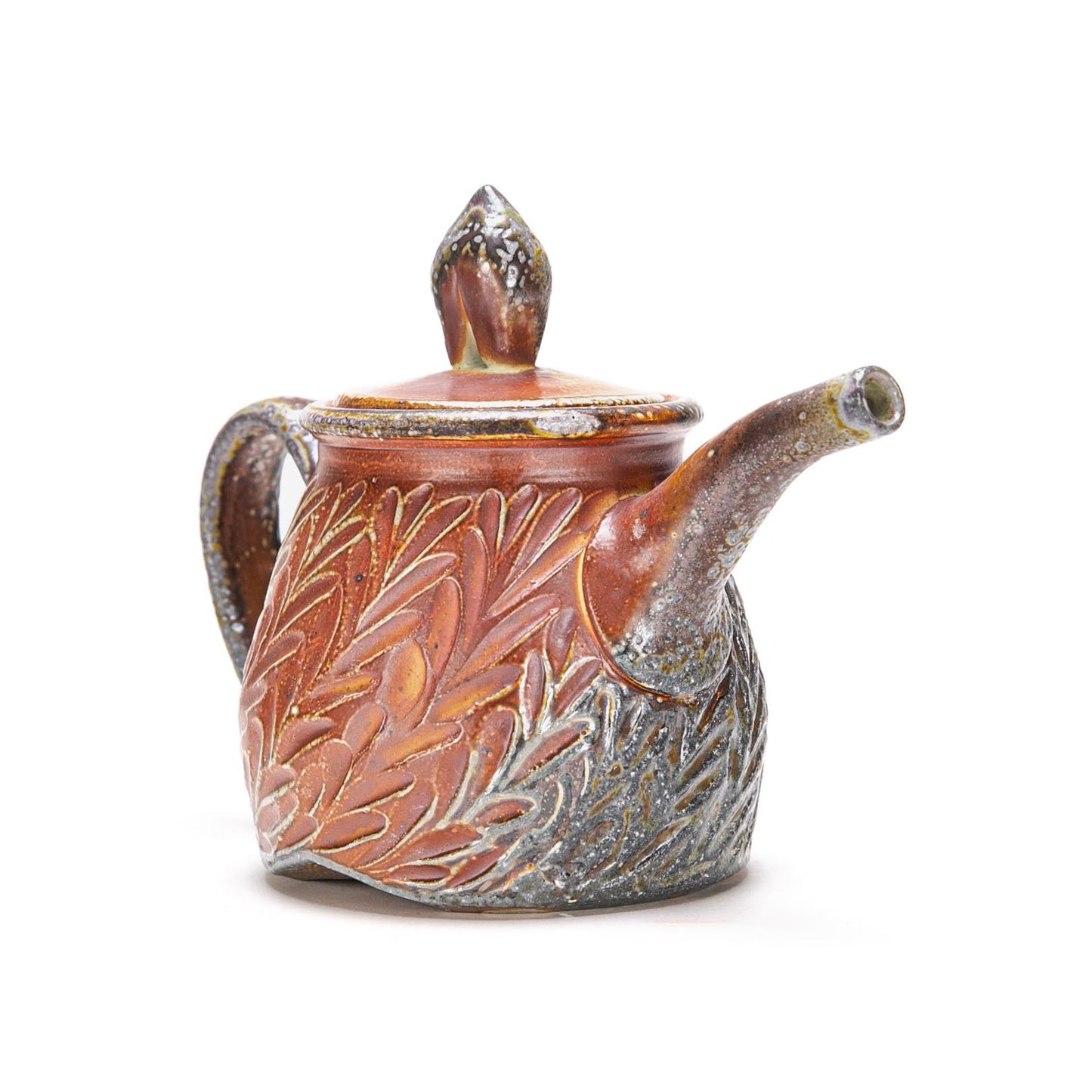 Carved Tea Pot, Cup and Tray Set