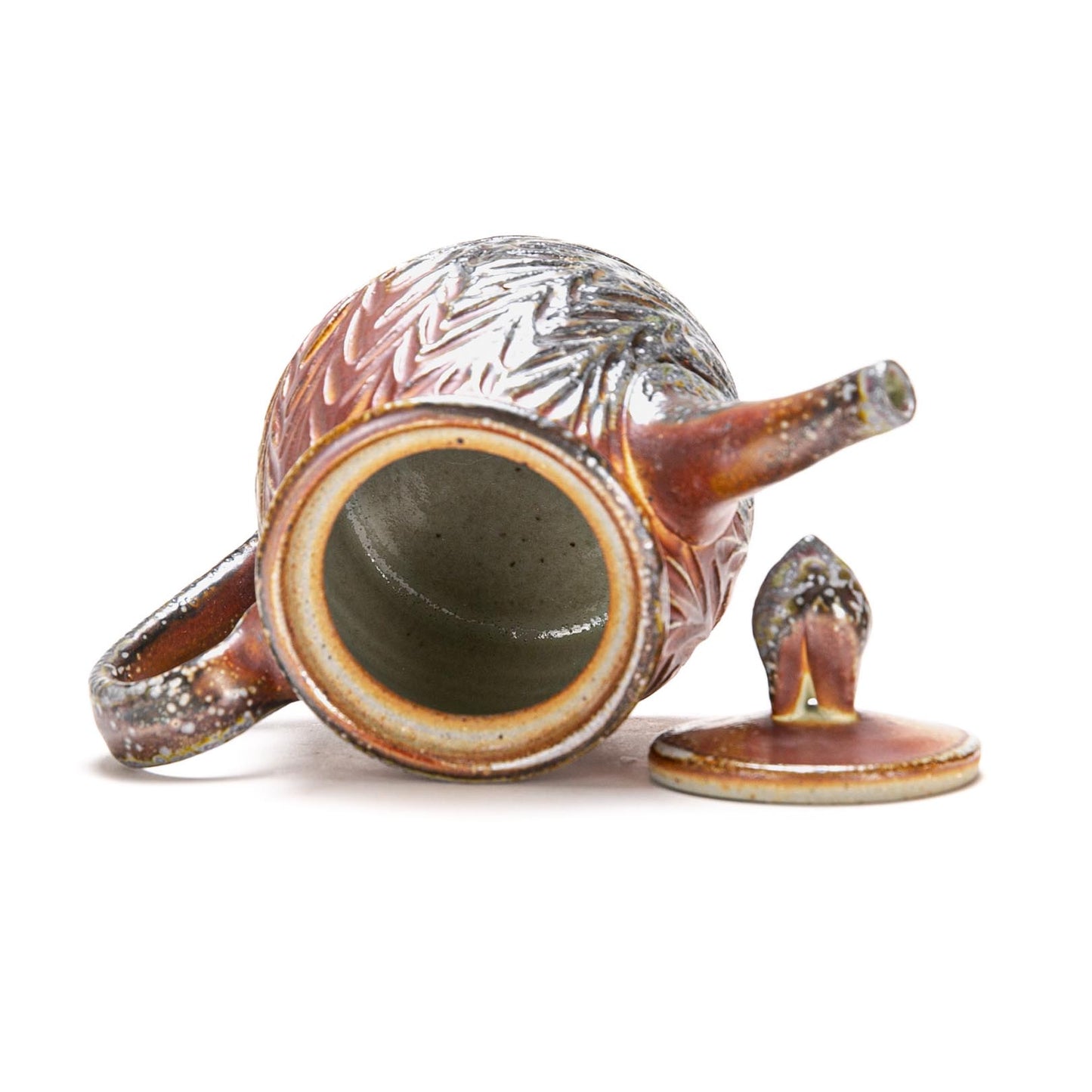 Carved Tea Pot, Cup and Tray Set