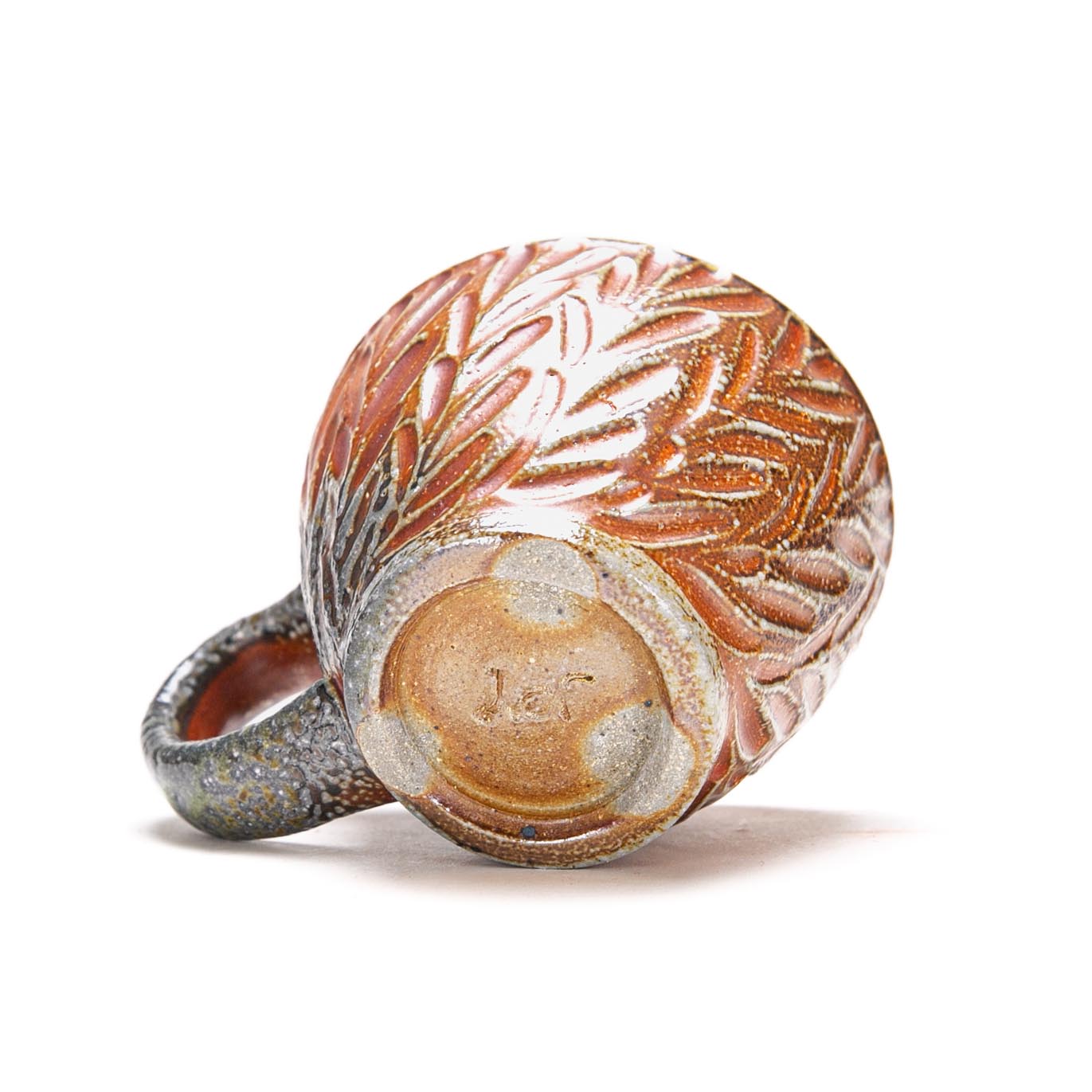 Carved Tea Pot, Cup and Tray Set